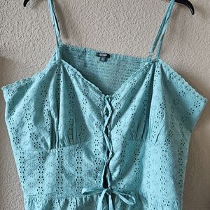 Wild Fable Turquoise Eyelet Camisole